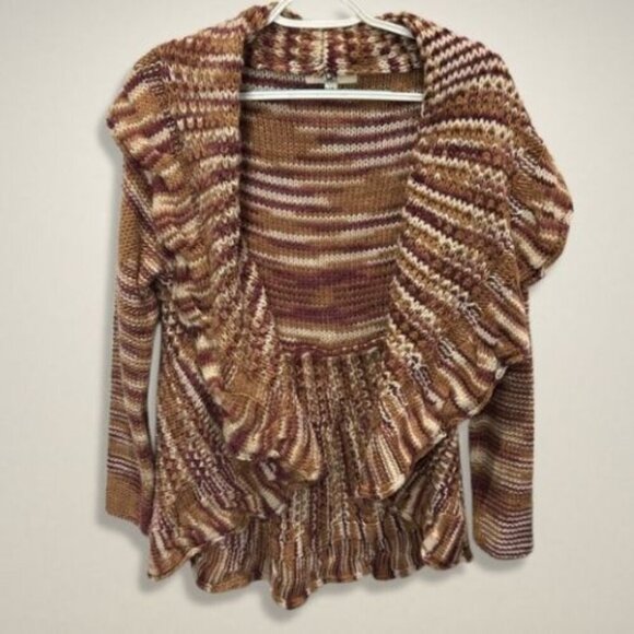 Ya Los Angeles Cardigan Cowl Collar Hi-Low Hem‎ Crocheted Knit Multicolor W M/L - Picture 1 of 7